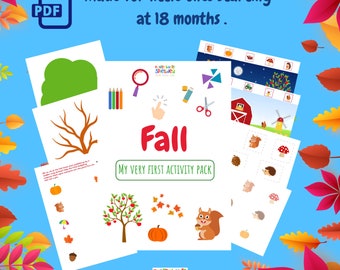 AUTOMNE Livre occupé "Mon tout premier pack d'activités /AUTOMNE"-Imprimable pour les petits dès 18 mois -jeux de pose-attribution-images d'objets cachés-Montessori