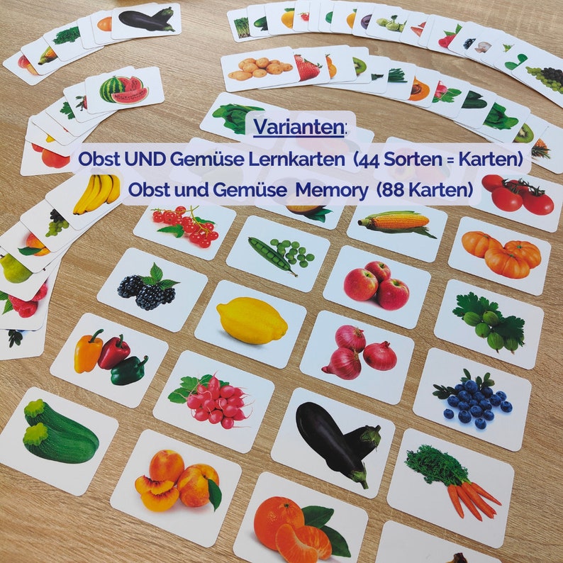 44 Fruit and Vegetable Flashcards I Memory I Fruit, Vegetables, Montessori Toys, Flashcards Fruit and Vegetables Flashcards for Children Photo Cards image 4