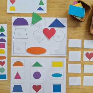 Learning templates "Finding and connecting shapes" Montessori toddlers - DIGITAL