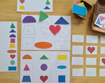 Lernvorlagen "Formen finden und verbinden" Montessori Kleinkinder - DIGITAL