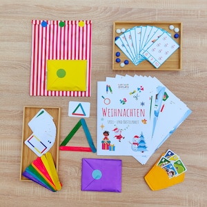 Set de regalo navideño "Juega y aprende" para niños desde preescolar hasta la edad escolar: formas, colores, letras, números, rompecabezas, manualidades.