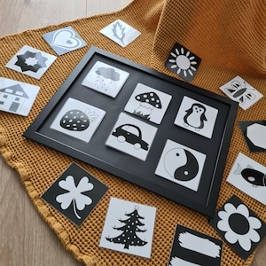 PDF: 24 Kontrastkarten für Babys in schwarz-weiss, Geschenk zur Geburt, Geschwister