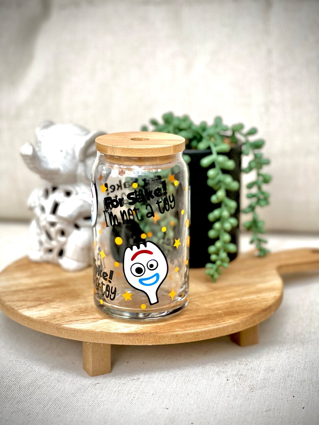 Fork Toy 16 Oz Glass Can Cup Fork Beer Can Glass Toy Etsy