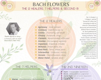 DIGITAL - Bach Flowers Remedies Poster: The 12 healers, 7 Helpers and Second 19