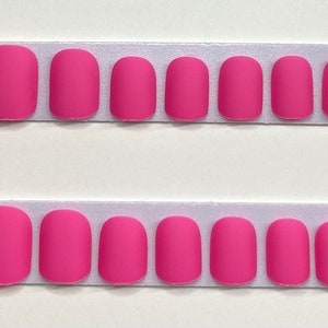 Matte Bright Pink Short Square Press On Nail Kit