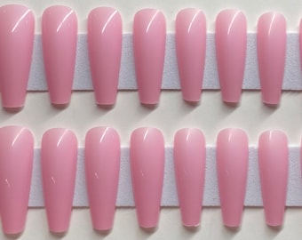 Kit de uñas postizas de ataúd extralargas en rosa claro