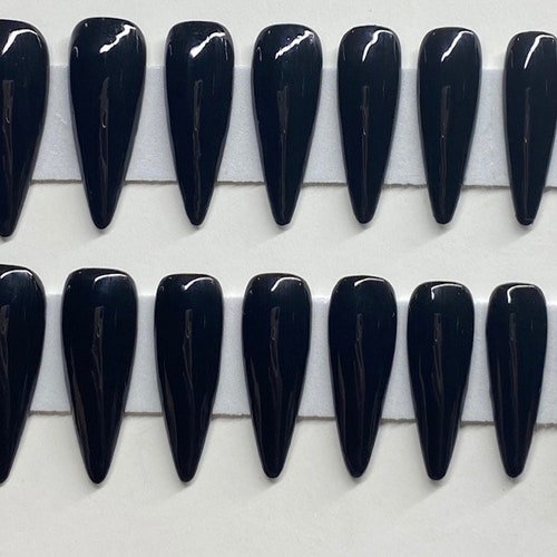 Black XL Stiletto Press on Nail Kit Etsy
