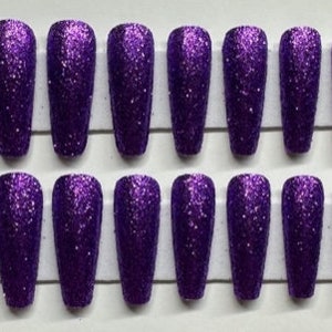 Purple Textured Glitter XLong Coffin Press On Nail Kit
