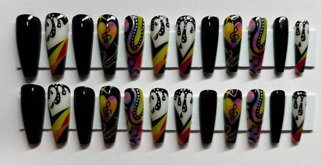 Black, White With Drips and Yellow, Red and Orange Color Blocking ...