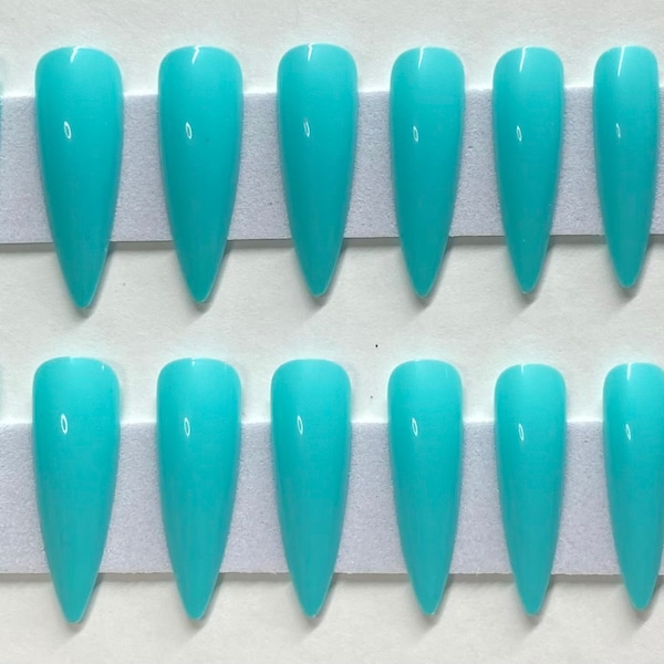 Blue Stiletto Nails - Etsy