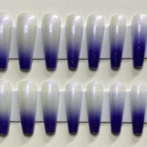 Shimmery Dark Purple Ombre XL Coffin Press On Nail Kit