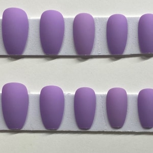 Matte Light Purple Medium Coffin Press On Nail Kit