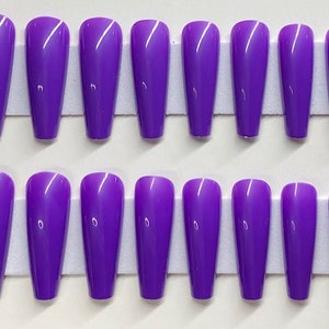 Purple XL Long Coffin Press On Nail Kit