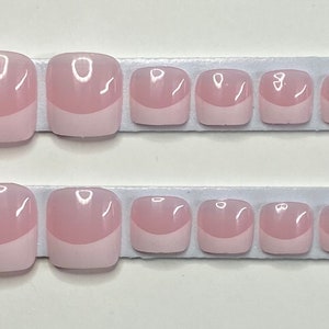 Pink and White French Tip Press On Toe Nail Kit
