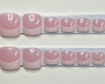 Pink and White French Tip Press On Toe Nail Kit