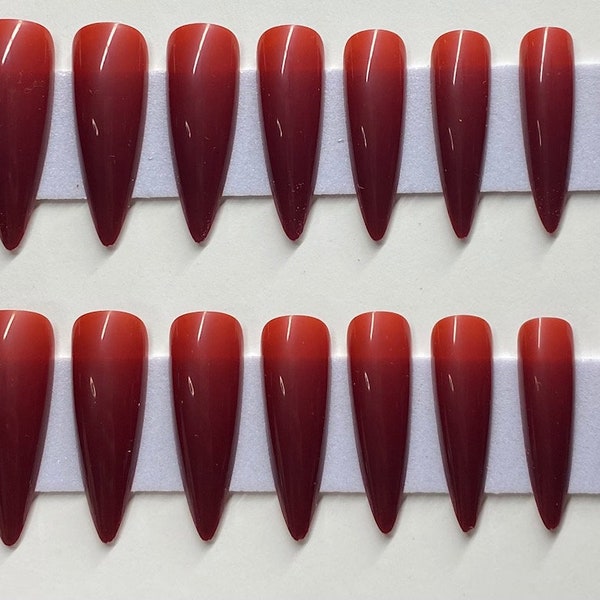 Dark Red Nails - Etsy