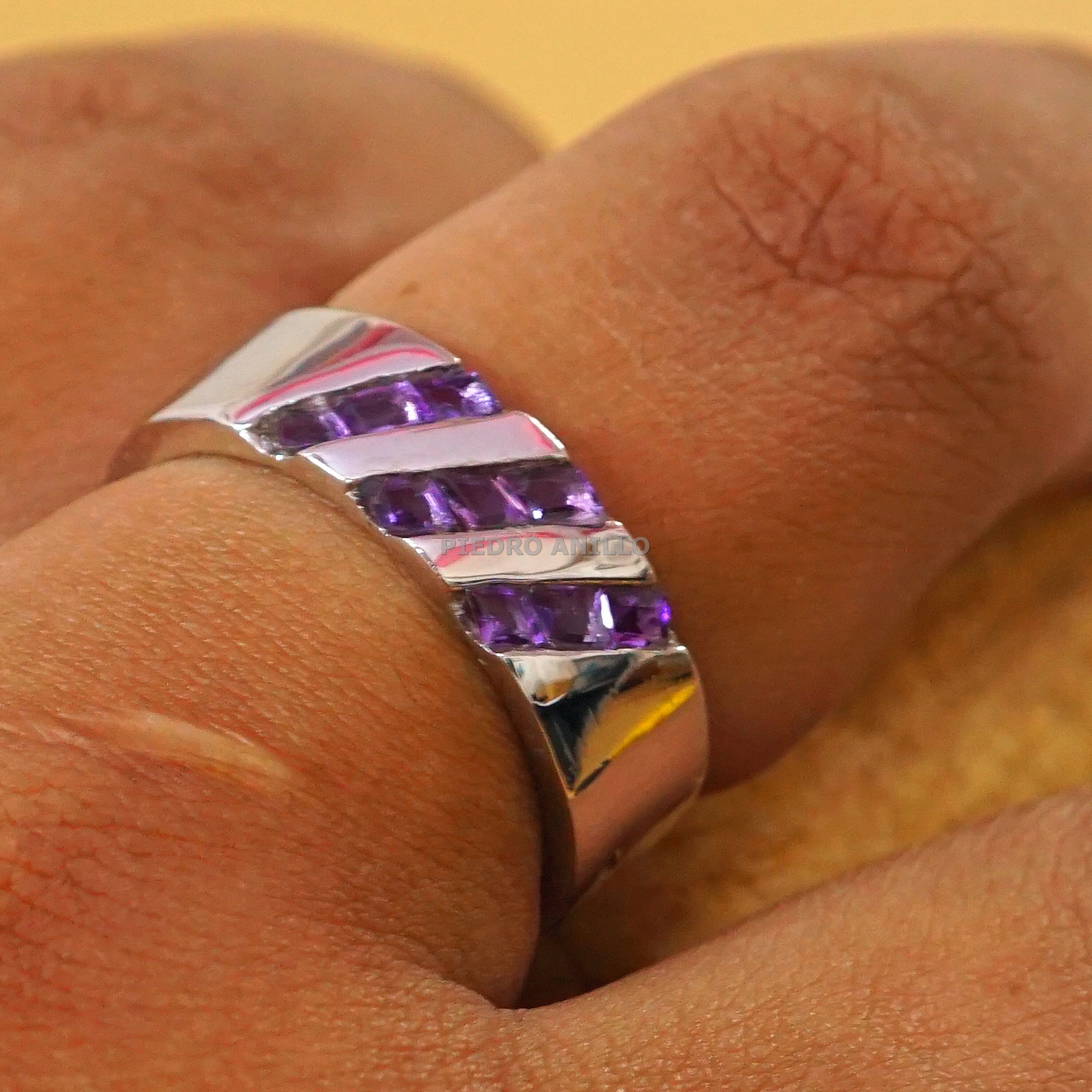 Natural Amethyst Men's Ring 925 Sterling Silver AAA Etsy