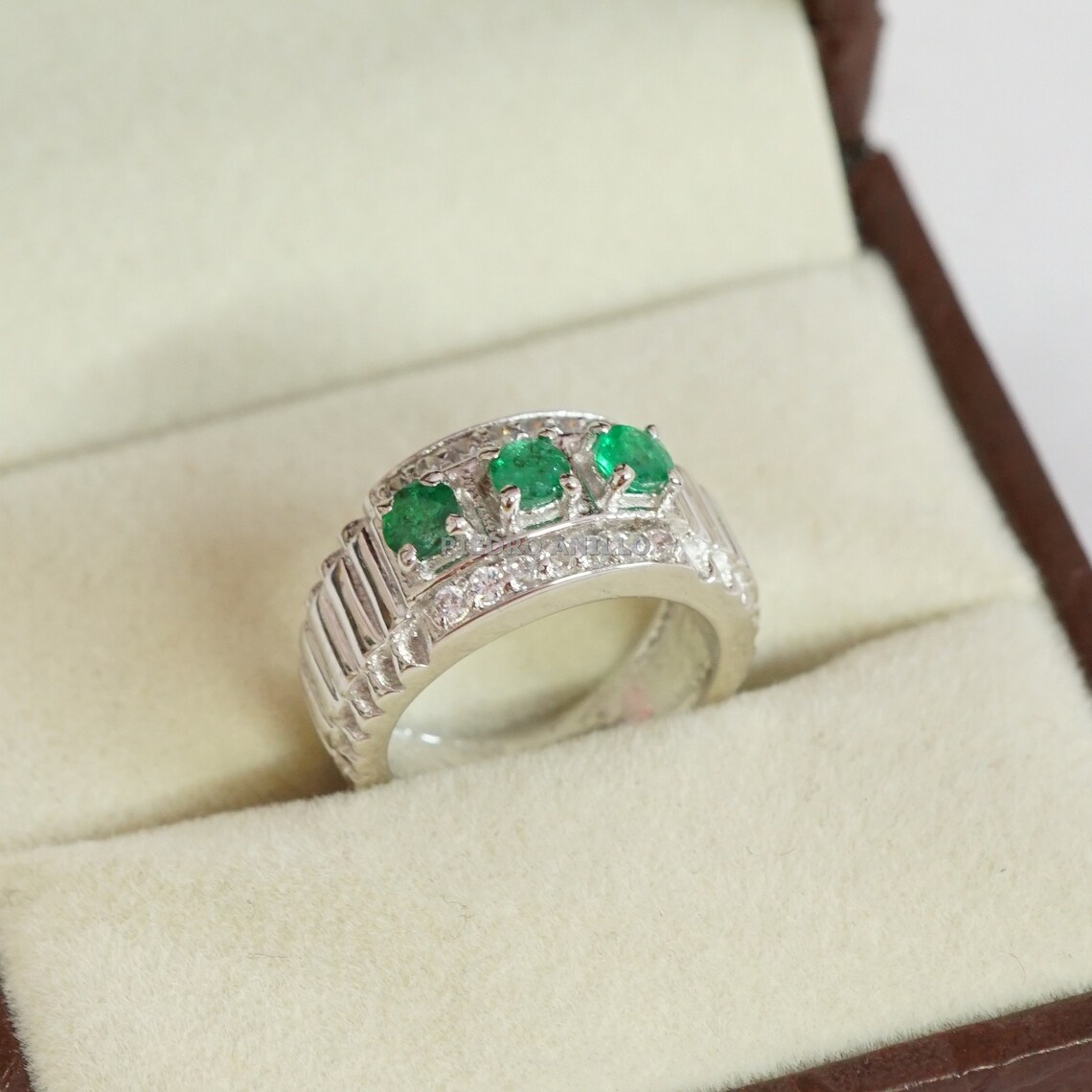 Natural Emerald Men's Ring in 925 Sterling Silver AAA Etsy