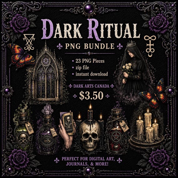 Gothic Witch PNG Clipart Bundle | Occult Graphics for Junk Journal, Sublimation (Digital Download)