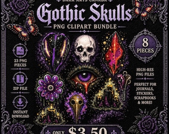 Gothic Skull PNG Clipart | Dark Academia Graphics, Junk Journal, Sublimation (ZIP Download)