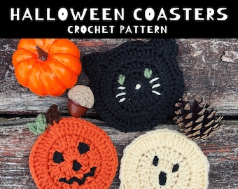 Patrón de ganchillo para posavasos de Halloween (PDF) DESCARGA DIGITAL