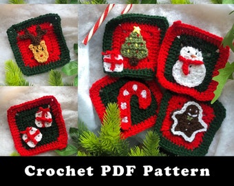 Quadrati della nonna per le feste - Schema all'uncinetto in formato PDF / Natale, Applicazioni