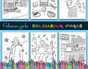 Gilmore Girls Coloring Pages *DIGITAL DOWNLOAD* | PDF, Stars Hollow, Lukes Diner