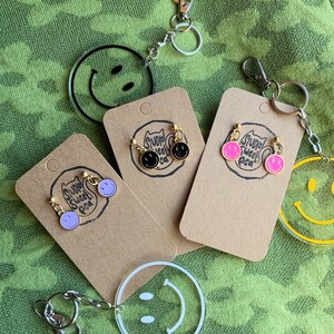 Smiley Face Earrings | Gold, Enamel, Happy Face