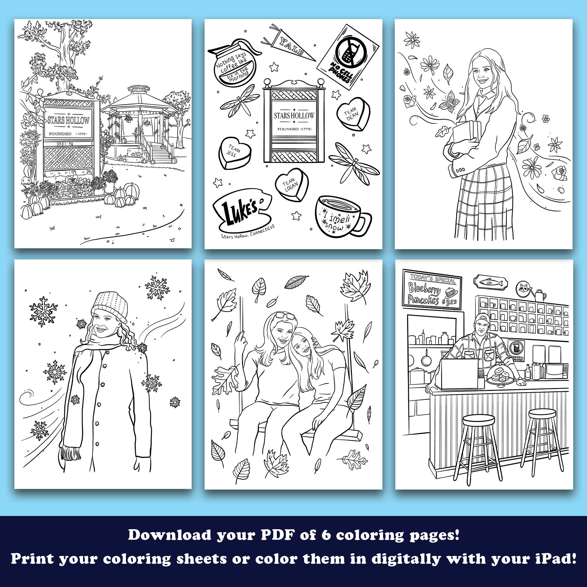 gilmore-girls-coloring-pages-digital-download-pdf-stars-etsy-canada