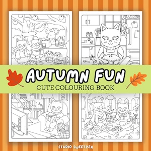 Summer Cat and Dog Coloring Book, Digital Download PDF, Printable