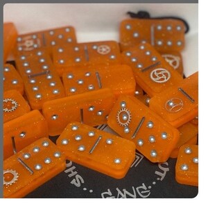 Orange Gear Dominoes Set