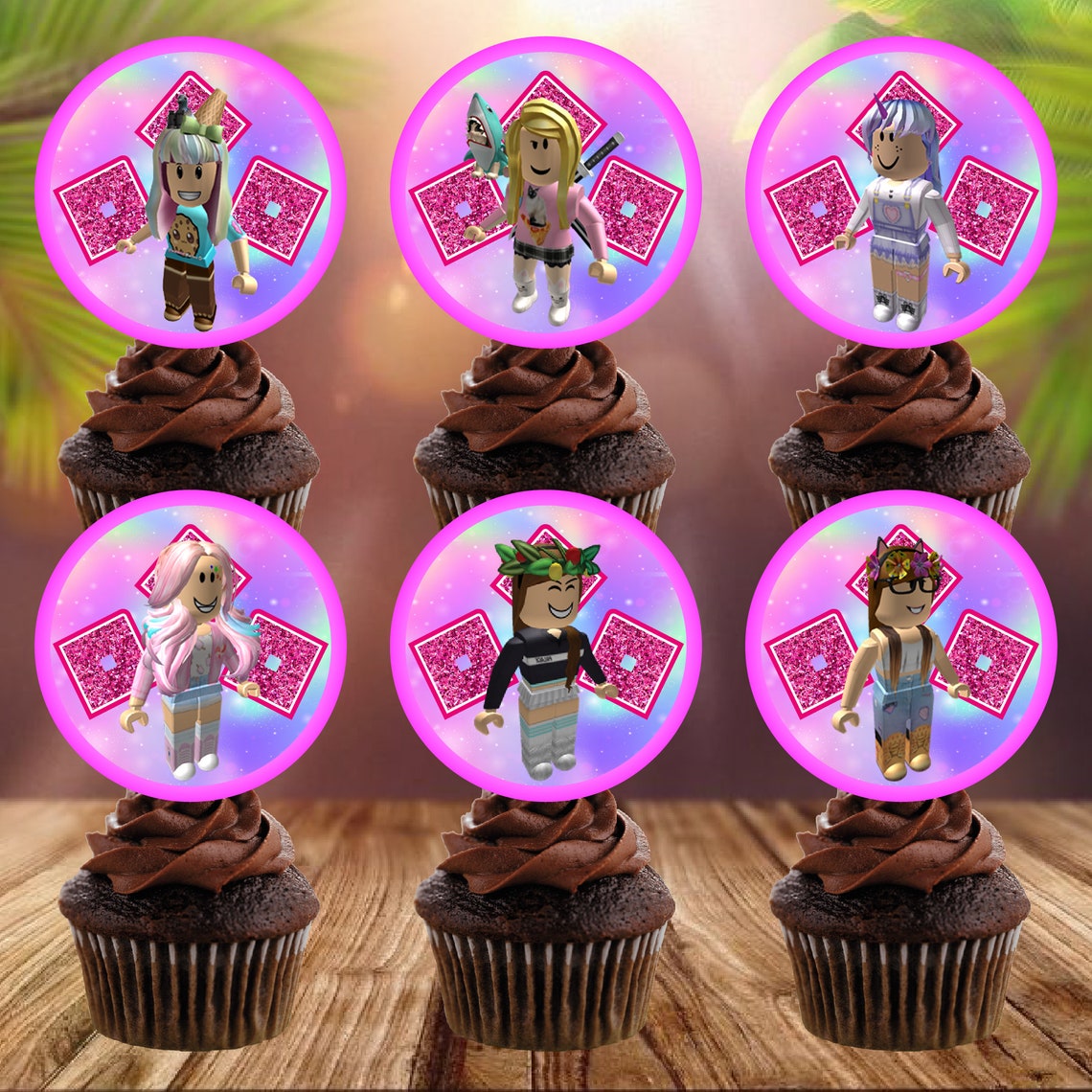 Roblox Girl Cupcake Toppers Roblox Girl Birthday Roblox Girl Etsy