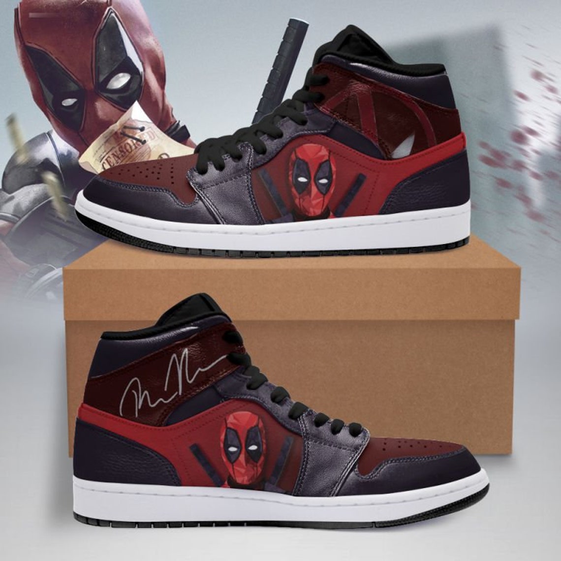 High Quality Deadpool Jordan 1 Shoes Deadpool Personalized | Etsy