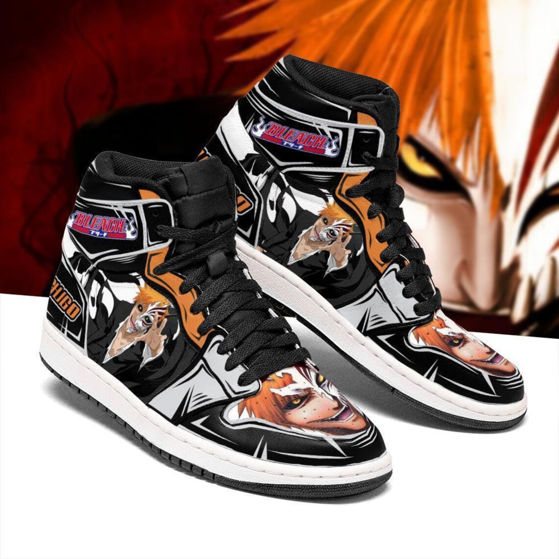 Ichigo Half Hollow Sneakers Bleach Jordan 1 Shoes | Etsy