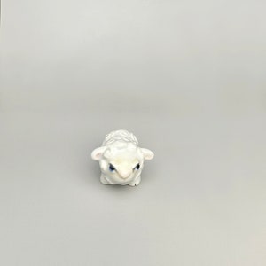 Small ceramic lamb, small ceramic animal, ceramic figurine, terrarium decor, ceramic lamb image 3