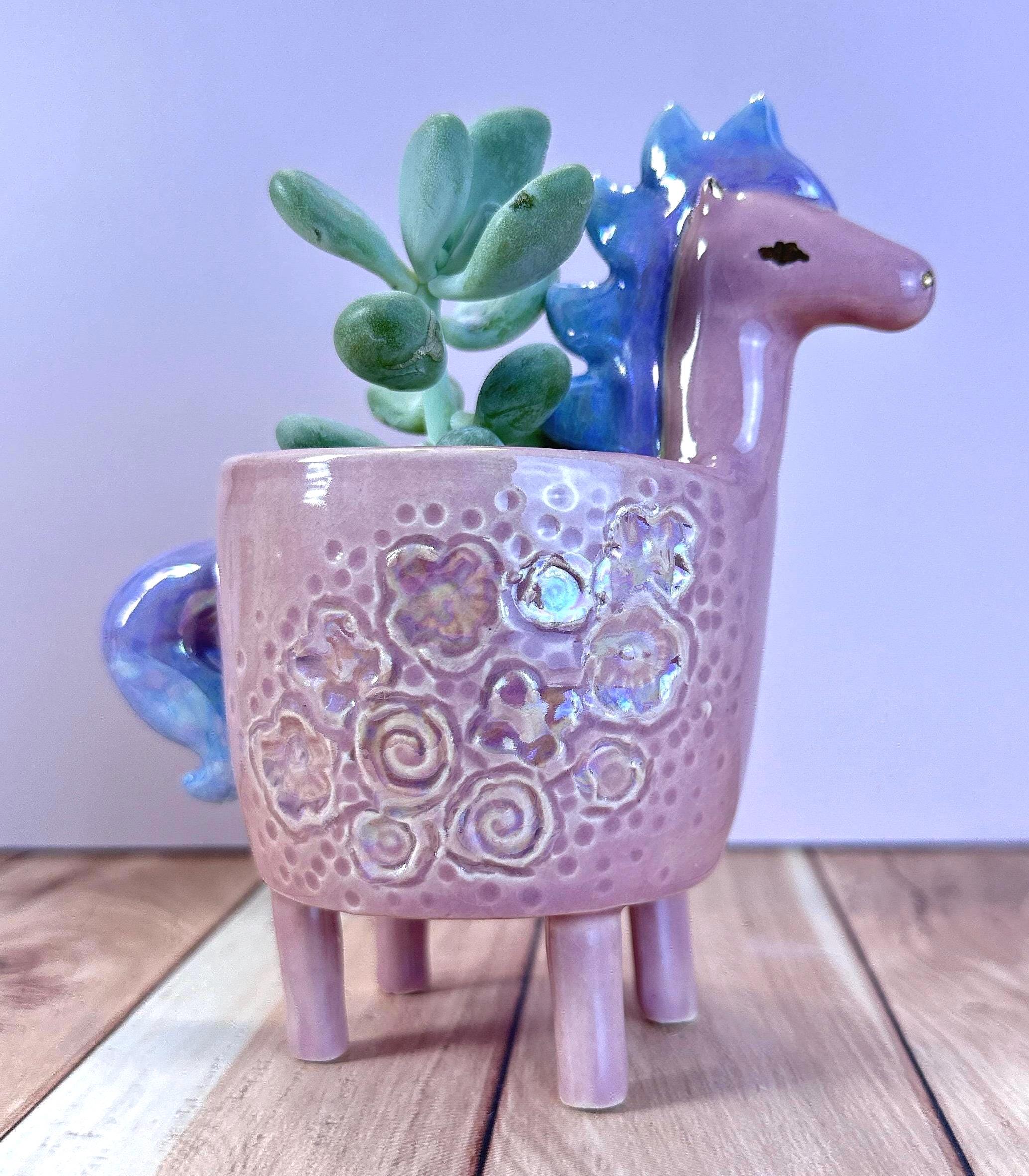 Whimsical Horse Planter Ceramic Succulent Cute Animal Small Cactus Pot Gift For Lover Unique Handmade