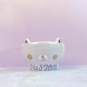 Custom ceramic cat bowl, handmade ceramic cat head bowl, unique cat lover gift, personalized cat gift, cat water bowl.