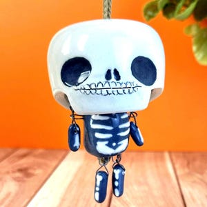 Handmade Ceramic Skeleton Doll Wind Chime – Halloween Home Decor | Spooky Cute Clay Doll | Eco Friendly Packaging