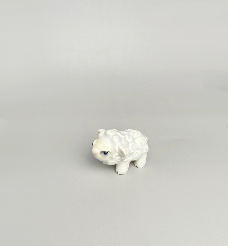 Small ceramic lamb, small ceramic animal, ceramic figurine, terrarium decor, ceramic lamb image 2