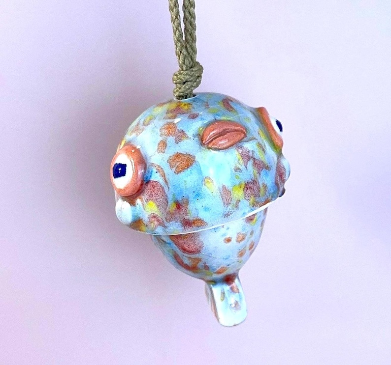 Baby Face Fish Hanging Ornament – Handmade Ceramic Art, Articulated Tiny Sculpture, Whimsical Garden Decor, Small Wind Chime image 9