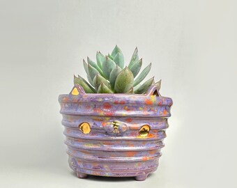 Cute Succulent planter, ceramic cactus planter, cute small planter, cat planter, cacti planter, small planter.