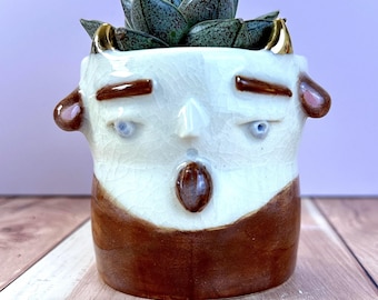 Cute Animal Succulent Planter, Small Ceramic Planter with Drainage, Handmade Mini Plant Pot, Unique Gift for Plant Lover
