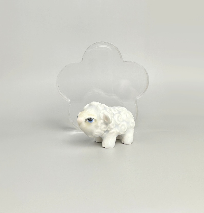Small ceramic lamb, small ceramic animal, ceramic figurine, terrarium decor, ceramic lamb image 1
