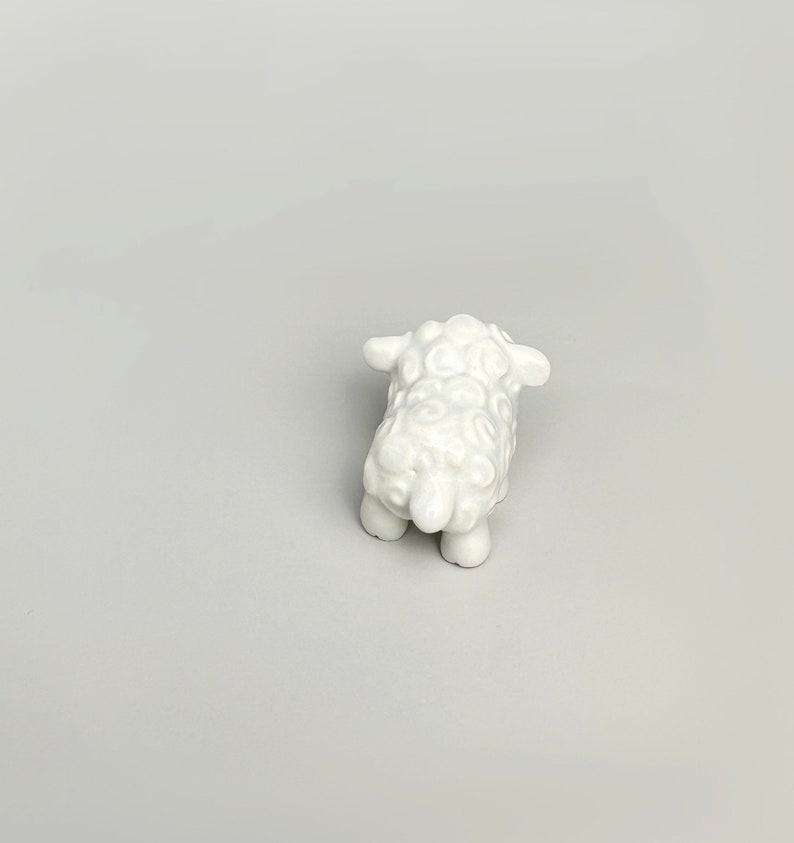 Small ceramic lamb, small ceramic animal, ceramic figurine, terrarium decor, ceramic lamb image 4