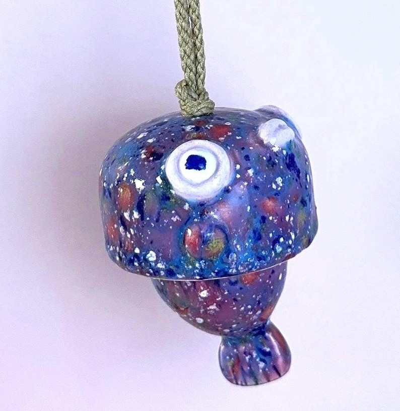 Baby Face Fish Hanging Ornament – Handmade Ceramic Art, Articulated Tiny Sculpture, Whimsical Garden Decor, Small Wind Chime image 4