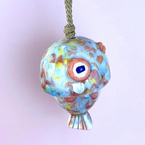 Baby Face Fish Hanging Ornament – Handmade Ceramic Art, Articulated Tiny Sculpture, Whimsical Garden Decor, Small Wind Chime image 7