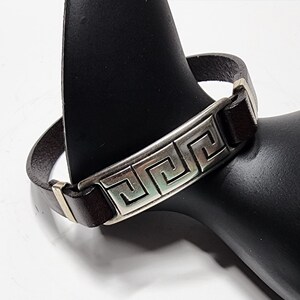 Dark Brown Leather Bracelet with Silver Accent