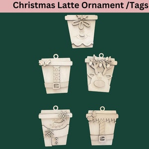 DIY Christmas Latte Ornament Tags  / Christmas Tree Ornaments / Wood Decor / Christmas DIY