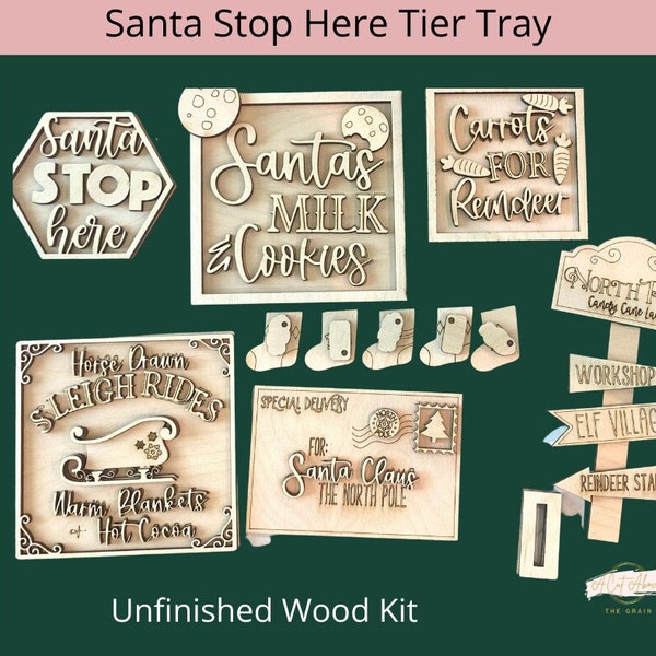 Christmas  Santa Stop Here Tier Tray Set