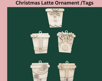 DIY Christmas Latte Ornament Tags  / Christmas Tree Ornaments / Wood Decor / Christmas DIY